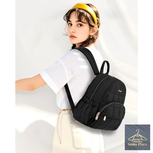 Mini Puffer Backpack with Anti-Theft Pocket, Lightweight Quilted Daypack for main image 6